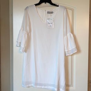 White mid sleeve dress